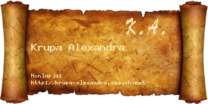 Krupa Alexandra névjegykártya